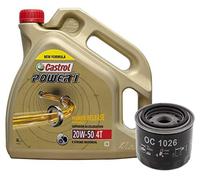 Kit Duo Castrol Power 1 Aceite de Motores 20W-50 4T 4L + Filtro Mahle OC1026