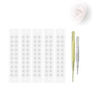 Kit Ear Seeds Acupuncture, Semillas Auriculoterapia Transparentes, Pegatinas Orejas Adultos para Relajación y Bienestar Small gold beads (100 pieces)