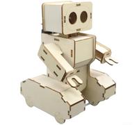 Kit educativo de ciencia de control de voz para niños y niñas, proyectos STEM, robot de montaje manual, beige, 16 cm