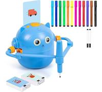 Kit Educativo de máquina de Dibujo Inteligente, Robot práctico for Artes y Manualidades | Tarjetas de Patrones, Herramienta de Aprendizaje for niños for el hogar, Escuela(Blue)