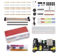 Kit electrónico de placa de prueba sin soldadura de 830 agujeros con 140 cables, resistencias, LED, potenciómetros e ICS (4N35, 74HC595) para Arduino Un
