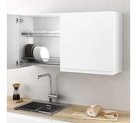 Kit Escurridor de Platos y Vasos de Acero con Bandeja Recoge Aguas para Mueble de Cocina, Ancho 865 mm