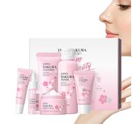 Kit Facial Para El Cuidado De La Piel, Set De Cuidado De La Piel Con Flor De Cerezo De 6 Piezas, Set De Regalo En Crema Para Mujer Adecuado Para Todo Tipo De Piel, 21,1 X 17,1 X 4,5 Cm
