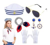 Kit - Fiestas de disfraces, Uniforme marino femenino | Paquete de trajes transpirables para eventos, Ideas de trajes marinos, Juegos de cosplay, despedida de soltera, Vestido, Gorra p