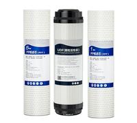 Kit filtro toda la casa, Kit repuesto acondicionador agua con filtración 3 etapas, Bloque carbón para sedimentos, 1/5 de micra - 6,35 cm x 25,44 cm