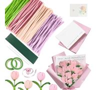 Kit Flores de Limpiadores de Pipas 438 Piezas - Incluye 400 Limpiadores 4 Colores, Tallos, Cinta & Embalaje. ¡Perfecto para Ramos Creativos y Decoración