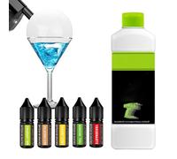 Kit for preparar cócteles ahumados con líquido for burbujas y aceites esenciales, máquina de burbujas for cocina molecular, 5 aceites de 10 ml y 300 ml de líquido for burbujas.