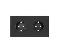 Kit frontal 2 elementos con 2 enchufes Schuko negro mate Simon 100 - 10020202-238