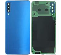 (Kit) Fundas para batería + Adhesivo + Lente Compatible con Samsung Galaxy A7 (2018) SM-A750F A750 n.1 Parte Trasera + Adhesivo + Lente con Marco (Azul)