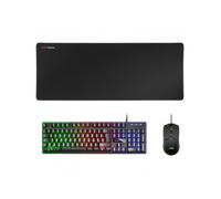 Mars Gaming MCPX, Idioma Español, Combo Gaming 3en1 con Teclado H-Mech Iluminado, Ratón Ultraligero 10000 dpi con Software y Alfombrilla XXL, Compatible con PC, PS4, PS5, Xbox, Negro