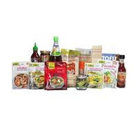 Kit Gastronomía Tailandesa Completo para Cocinar en Casa Pad Thai Tom Yum y Currys con Arroz Jazmín, Tallarines de Arroz, Pastas de Curry, Tamarindo, Salsas y Palillos