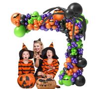 Kit Globos Halloween Kit 158 Piezas Látex Vibrantes Negro Naranja Y Verde