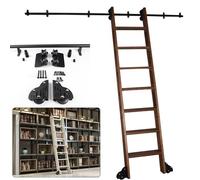 Kit Hardware De Escalera Biblioteca Deslizante, Kit De Herrajes Para Escalera De Biblioteca Retráctil Con Ruedas (sin Escalera), Riel Móvil De Tubo Redondo De Acero Negro(300cm(9.8 ft) track kit)