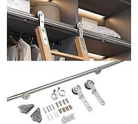 Kit Hardware De Escalera Biblioteca Rodante Retráctil, Corredera Madera, Accesorios De Herrajes Para Puertas Corredizas De Granero, Kit Hardware Escalera Corredera(500cm(16.4 ft) track kit)