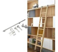 Kit Hardware De Escalera Biblioteca Rodante Retráctil - Rieles Deslizantes Para Estantería, Riel Móvil De Tubo Redondo De Acero Inoxidable Con Ruedas De Rodillos(700cm(23 ft) track)