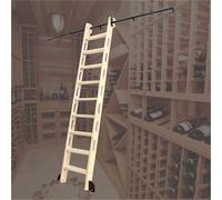Kit Hardware Escalera Corredera - Kit De Escalera Rodante De Biblioteca De Acero Negro Con Rodillo Para Piso, Guía Rodante De Tubo Redondo De Acero Al Carbono(100cm(3.3 ft) track)
