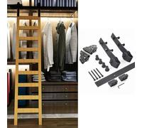 Kit Hardware Escalera Corredera - Sistema De Riel Rodante De Tubo Redondo En Acero Al Carbono, Kit De Escalera Rodante Para Biblioteca Con Rodillos De Suelo Herrajes(400cm(13.1 ft) track)
