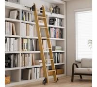 Kit hardware escalera deslizante biblioteca negro (sin escalera), riel tubo redondo acero al carbonio resistente 1m - 7,32m, para casa/cocina/ático/refrigerador de vino(732cm Kit de pista)