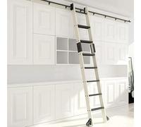 Kit hardware escalera rueda biblioteca (sin escalera) - riel móvil completo acero al carbonio resistente negro con ruedas suelo, para biblioteca casa, estantería & armario(488cm Kit de pista)