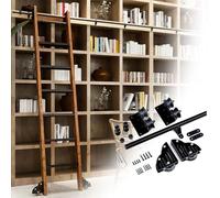 Kit hardware escalera rueda biblioteca (sin escaleras) - 1m-7,32m riel escalera deslizante completo con ruedas suelo, sistema rodante móvil, para casa, ático, oficina(400cm Kit de pista)