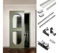 Kit herraje puerta corredera Herrajes Invisibles Para Rieles Para Puertas Corredizas, Bidireccionales Para De Cierre Suave Para Madera, Corredizos Personalizados(70in/5.8ft/178cm)
