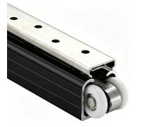 Kit herraje puerta corredera Herrajes Para Riel De Puerta Corrediza Armario Derivación Alta Resistencia, 1 2 3 4 5 M Con Topes Puerta/guía Piso Para Gabinete Cocina/armario(Black,380cm/149.6in/12.5ft)