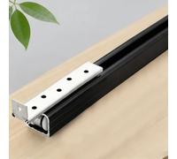 Kit herraje puerta corredera Herrajes Puertas Corredizas Granero Una Sola Vía, Rieles Aluminio Invisibles Ducha, Riel Caja Repuesto Grado Comercial - Fácil Instalación(Black,180cm(5.9ft))