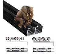 Kit herraje puerta corredera Kit Herrajes Puertas Corredizas Granero Doble Riel, Techo Cortable Con Capacidad Carga 60 Kg/132 lb, Juego Rieles Derivación Grado Comercial(Black,480cm/15.7')