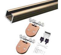 Kit Herraje Puerta Corredera Riel De Aleación De Aluminio Para Puerta De Ducha De Vidrio, Rieles Para Puertas Corredizas, Herrajes Para Salas De Estar, Cocinas Y Dormitorios(Round Hanger,2.0m)