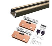 Kit Herraje Puerta Corredera Riel De Aleación De Aluminio Para Puerta De Ducha De Vidrio, Rieles Para Puertas Corredizas, Herrajes Para Salas De Estar, Cocinas Y Dormitorios(Square Hanger,1.4m)