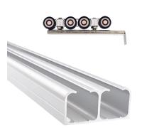 Kit herraje puerta corredera Riel De Puerta Corrediza Derivación, Rieles Armario Dobles Para Puertas Corredizas Con Polea, Kit De Reemplazo De Rodillo De Riel Para Puerta(132in/335.3cm)