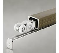Kit herraje puerta corredera Riel Deslizante Para Puerta Secreta, Herrajes Resistentes Para Puertas Plegables De 12 Ruedas Con Rieles Para Interior Y Exterior, Personalizables.(Champagne,385cm/12.6ft)