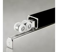 Kit herraje puerta corredera Riel Deslizante Para Puerta Secreta, Herrajes Resistentes Para Puertas Plegables De 12 Ruedas Con Rieles Para Interior Y Exterior, Personalizables.(Black,375cm/12.3ft)