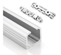 Kit Herraje Puerta Corredera Sistema De Herrajes Personalizables Para Puertas Correderas Empotradas, Kit De Rieles De Aluminio Para Puertas De Granero, Para Exteriores E Interiores(White,200cm/78.7in)