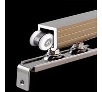 Kit herraje puerta corredera system Rieles Puertas Corredizas Color Champán, Herrajes Para Montaje En Techo Con Caja Granero Individuales, Kit Reemplazo Rodillos(9ft/274cm)