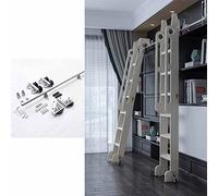 Kit Herrajes Escalera Biblioteca Retráctil Con Ruedas - Kit Riel Negro Escalera Deslizante Biblioteca, Herrajes Extensibles Con Ruedas, Desliza Forma