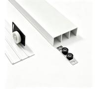 Kit Herrajes Puertas Correderas Blanco Aluminio de Triple Riel - Rieles Guia Superior e Inferior con Polea Silenciosa Ajustable para Puertas de Madera de 15-18 mm