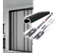 Kit Herrajes Rieles Puertas Correderas 1-6 m con Cierre Suave y Ruedas Silenciosa, Kit Puerta Corredera Armario para 1 Puerta Corredera Madera 60cm Ancho, Fácil de Instalar(Negro,3.9m/12.8ft)