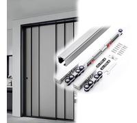 Kit Herrajes Rieles Puertas Correderas 1-6 m con Cierre Suave y Ruedas Silenciosa, Kit Puerta Corredera Armario para 1 Puerta Corredera Madera 60cm Ancho, Fácil de Instalar(Silver,5.9m/19.4ft)