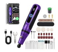 Kit Herramienta Rotativa InaláMbrica, Kit Miniamoladora EléCtrica Multiusos | Amoladora Rotativa Con Control 5 Velocidades 8000-18000 Rpm Y Pantalla Led Digital, Para Tallar, Grabar, Lijar Y Pulir