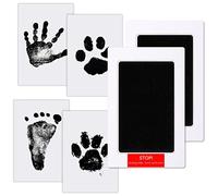 Kit Huella Bebe,4 Tarjetas de Impresión y 2 Plantillas,Kit de Huellas Bebé Pie y Manos Almohadillas de Tinta,No Tóxicas,No Se Mancha,Kit Huella del Mascota,Regalos Originales Para Bebes Recien Nacidos