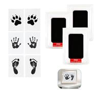 Kit Huella del Pie, 6 Tarjetas de Impresión y 3 Plantillas, Kit de Huellas Bebé Pie y Manos Almohadillas de Tinta,No Tóxicas,No Se Mancha,Kit Huella del Mascota, Regalo de Bautizo o Recuerdo
