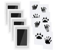 Kit Huella del Pie,Huellas de Bebé en Tinta y Manos Kit,8 Tarjetas de Impresión y 4 Plantillas,Kit de Huellas Bebé Pie y Manos Almohadillas de Tinta No Tóxicas, No se Mancha,Kit Huella del Mascota