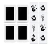 Kit Huellas Bebé Recién Nacido 4 Piezas - Huella Bebé y Huellas de Perro, Almohadillas de Tinta Sin Tacto, No Tóxicas, Ideal para Capturar Huella Perro y Recuerdo Infantil
