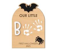 Kit Huellas Manos y Pies de Bebé - Arte de Huella de Pie de Madera para Bebé Halloween | Cojín de Huellas Mano Regalo Padres Nacimiento Navidad