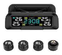 Kit inalámbrico Tpms con pantalla LCD de carga solar USB real de los neumáticos y monitoreo de temperatura para automóviles y camiones (externo)