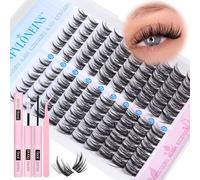 Kit individual de pestañas de manga Wispy Cluster Lashes Individual Cluster Lashes Soft Anime Lash Extension Kit 10-16MM racimos de pestañas con unión y sello y pinzas TNFVLONEINS