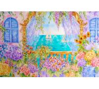 Kit Inicio Bordado 11CT Casa RomáNtica De Flores Junto A La Playa 2 Kit Punto De Cruz Con Hilos Y Tela Punto De Cruz Principiantes Adultos 15.7 * 19.7In