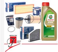 Kit Inspección Aceite castrol edge 5W30 5LT 4 Filtros Bosch VW Golf 5V 1.9 Tdi