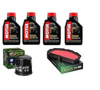 Kit Inspección Completo Filtro de Aceite Hiflo HF303 Aire Hiflo HFA2610 + 4LT Aceite Motul Compatible con Kawasaki Z 650 ABS 2017 2019
